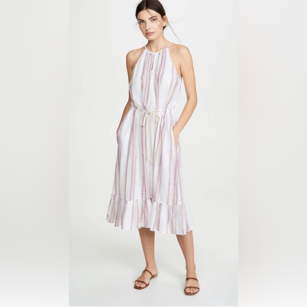 Velvet Audes Dress Size Small Striped Halter Neck Midi Dress